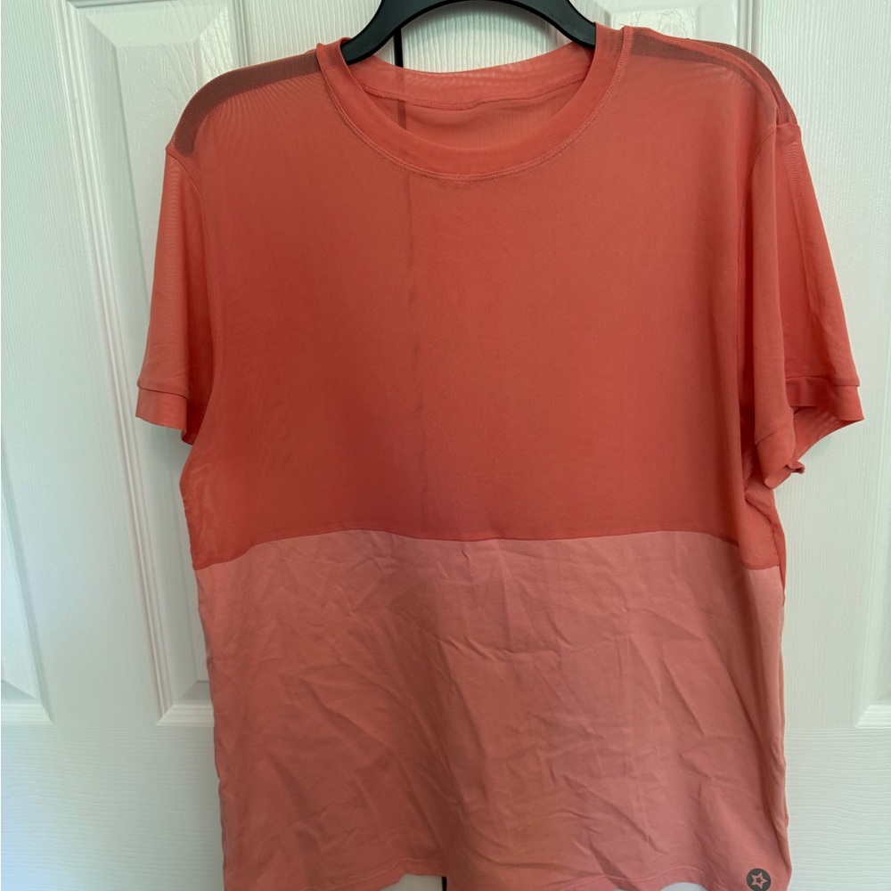 Two-Tone Coral Short Sleeve Crew Tee